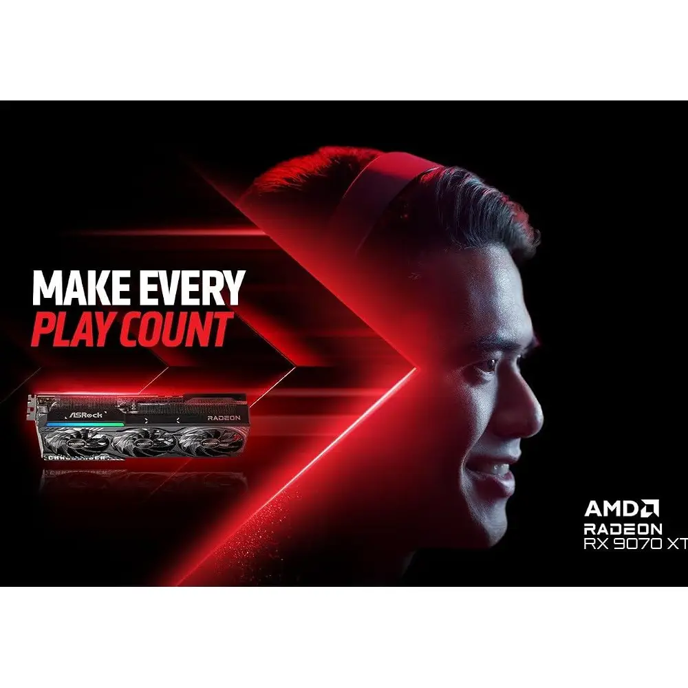 ASRock Graphic Card RX 9070 XT 16GB DDR6 Challenger Gaming Triple Fan view 4